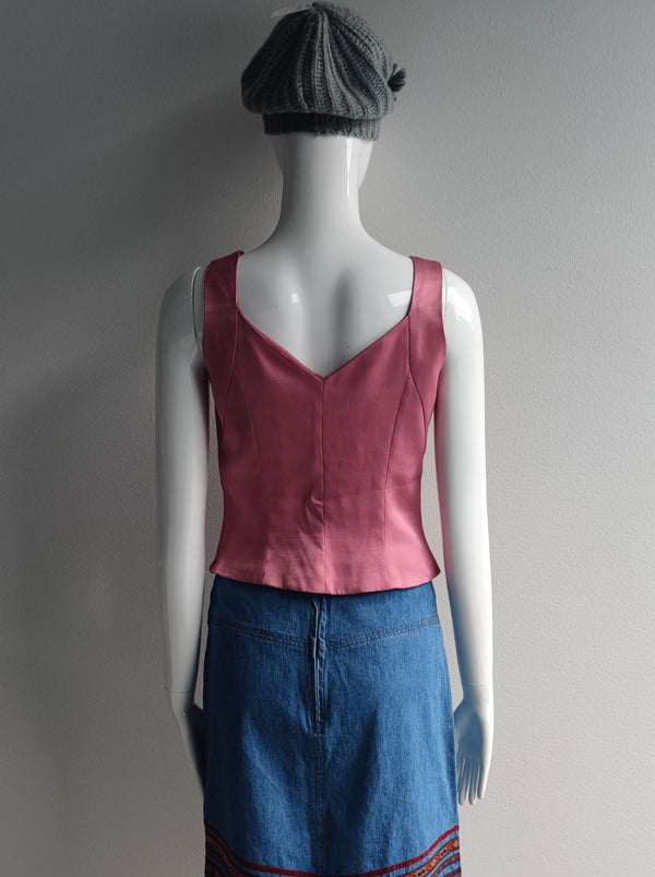 Vaaleanpunainen vintage-toppi, XS-S