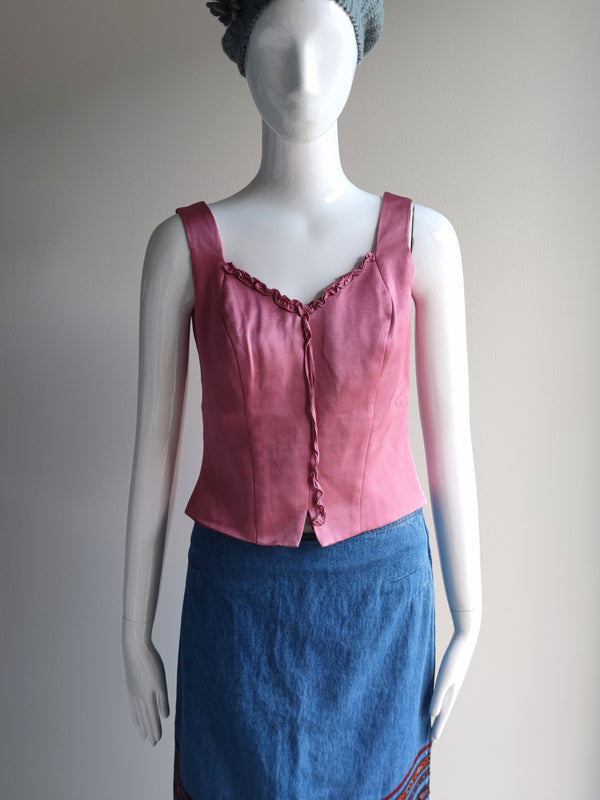Vaaleanpunainen vintage-toppi, XS-S