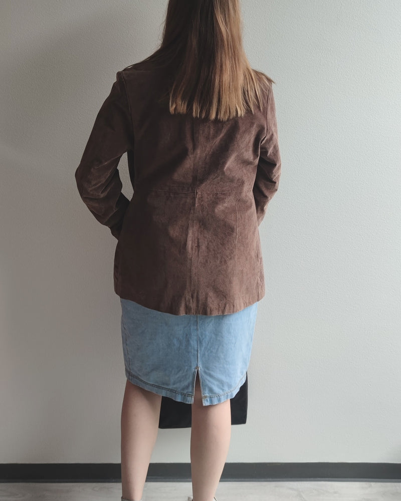 Ruskea vintage-mokkanahkatakki, S-M