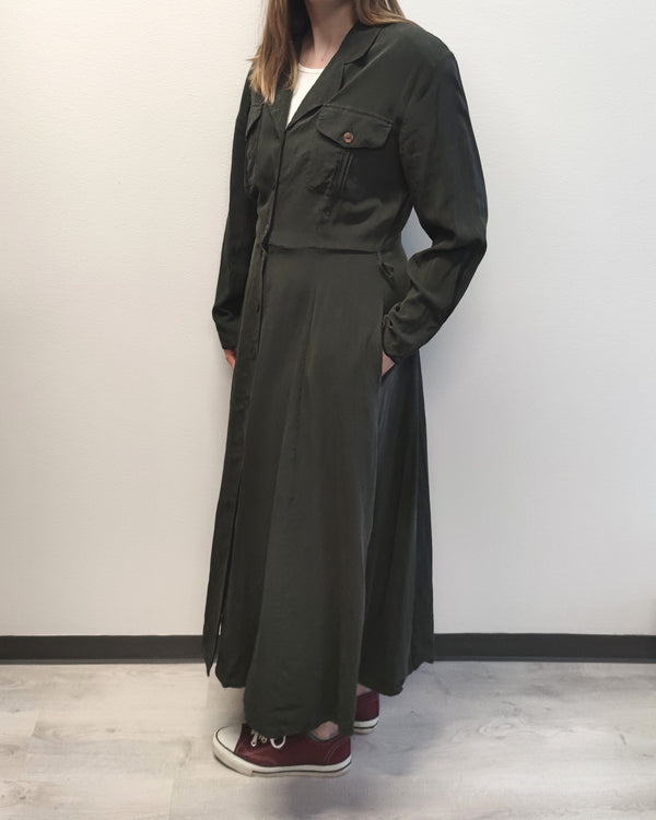 Tummanvihreä vintage-mekko, M-L