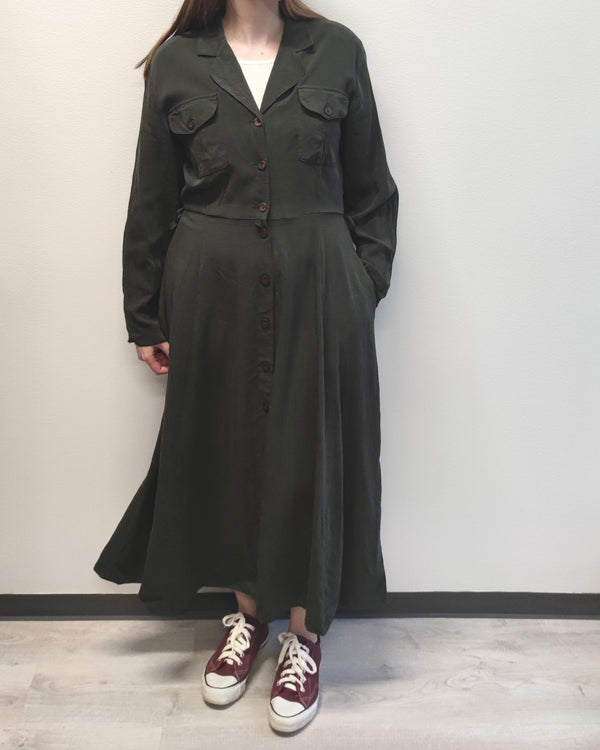 Tummanvihreä vintage-mekko, M-L