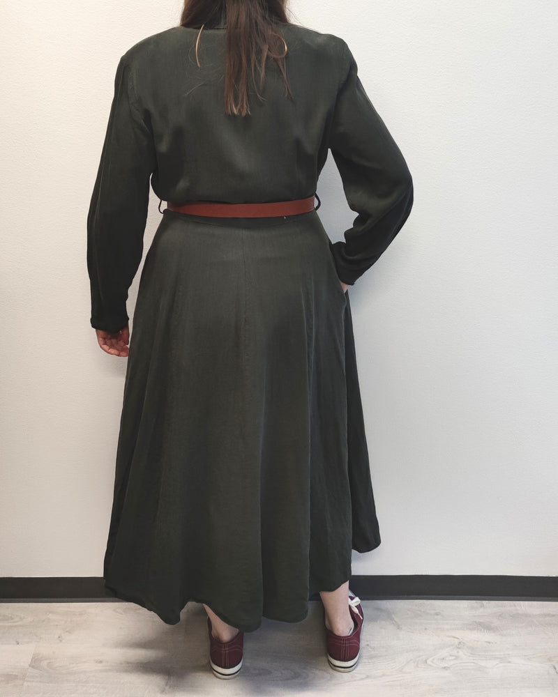 Tummanvihreä vintage-mekko, M-L