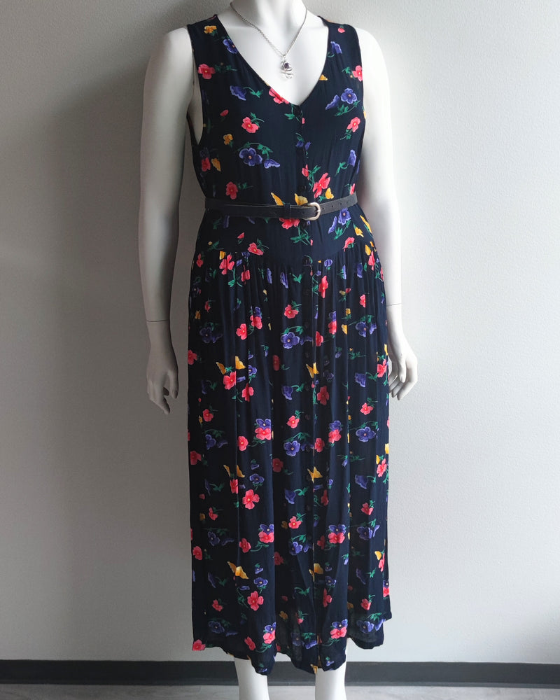 Kukallinen vintage-maksimekko, L-XL