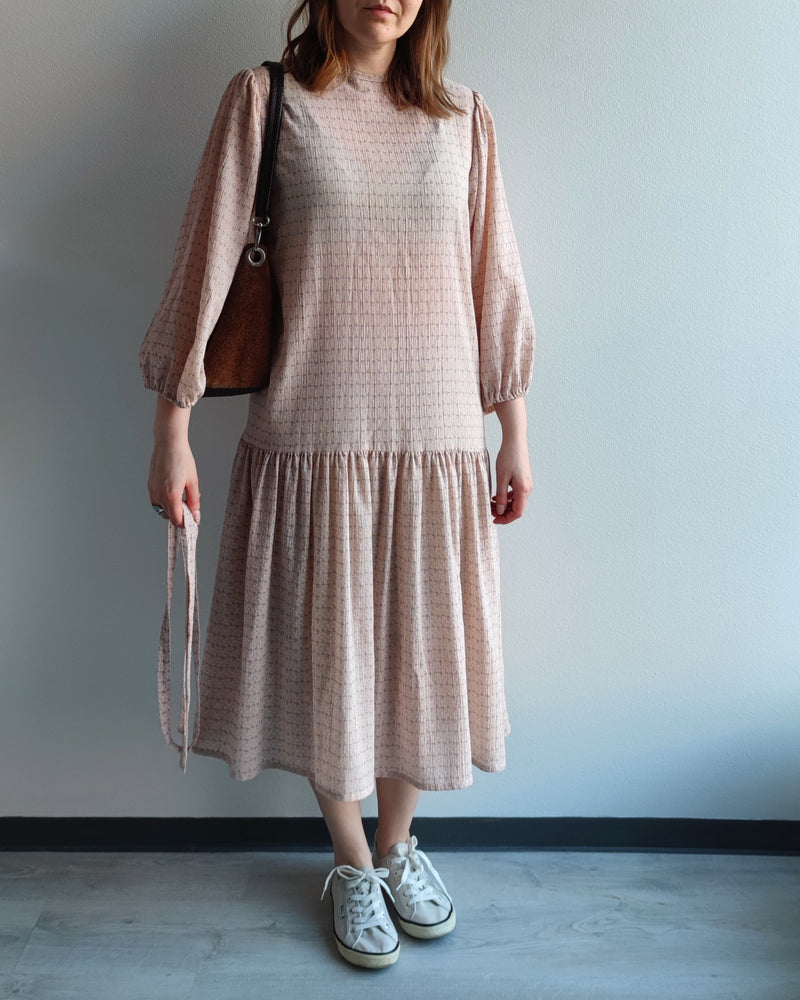 Beige kuviollinen vintage-mekko, M