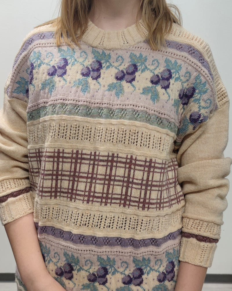 Kuviollinen vintage-villaneule, M-L