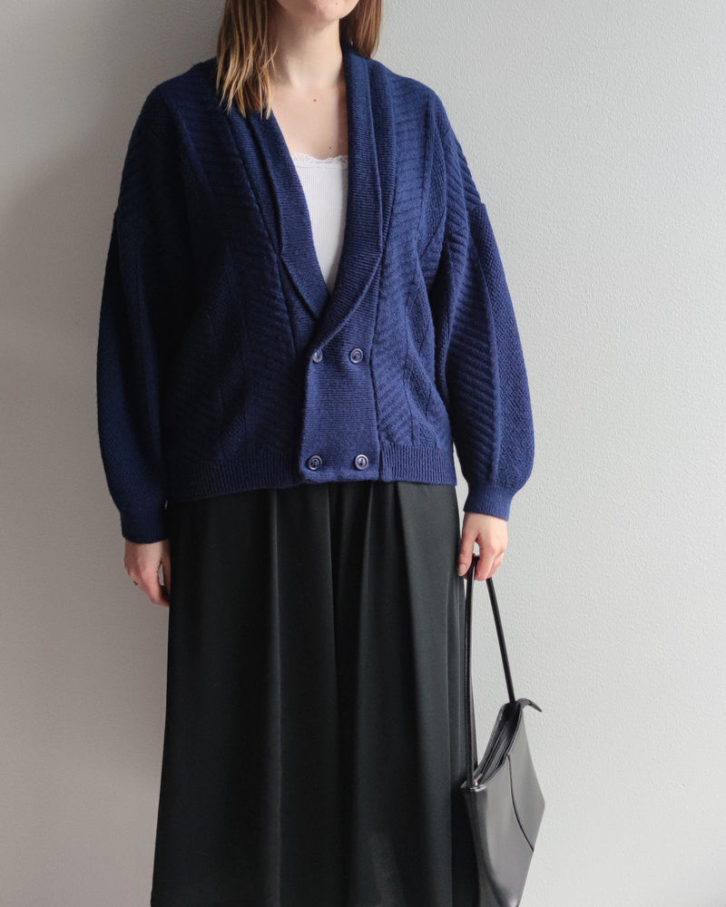 Tummansininen neuletakki, M-L