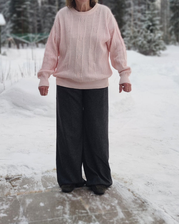 Tummanharmaat villasekoitehousut, M