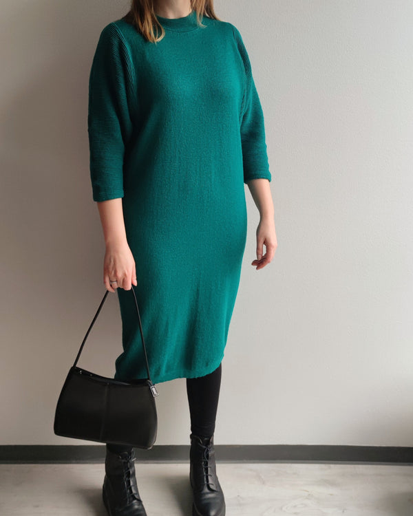 Vihreä vintage-neulemekko, M