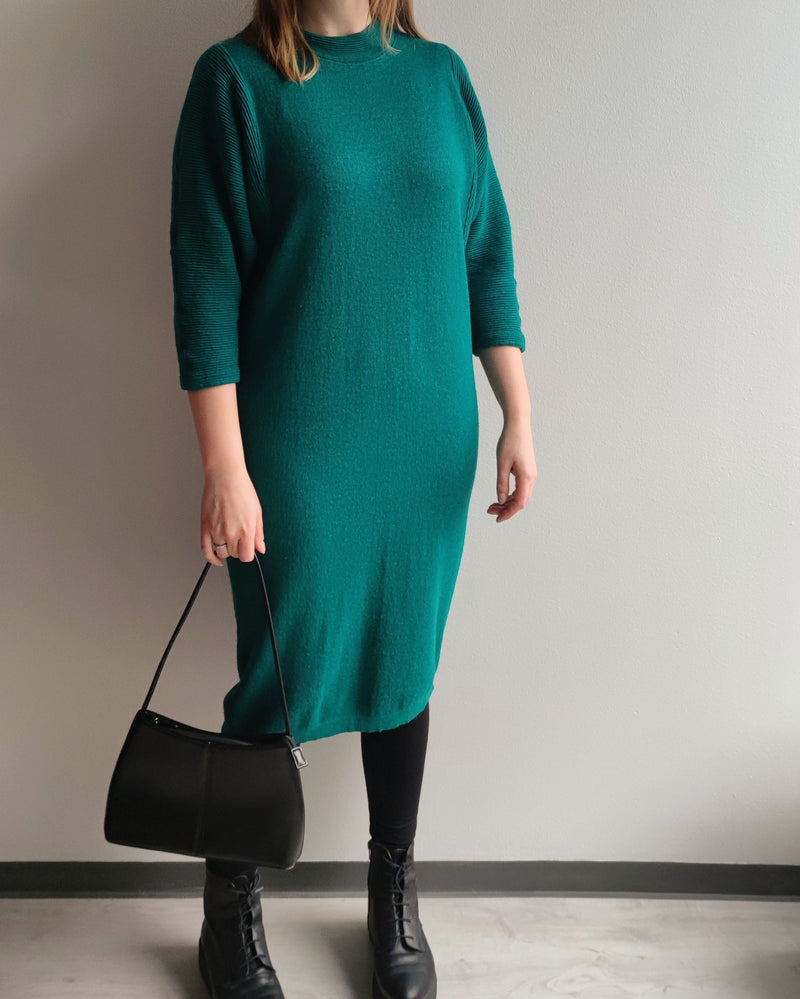 Vihreä vintage-neulemekko, M