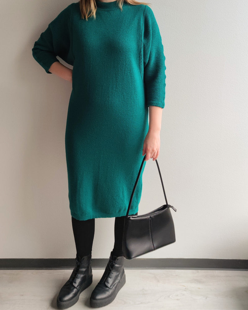 Vihreä vintage-neulemekko, M