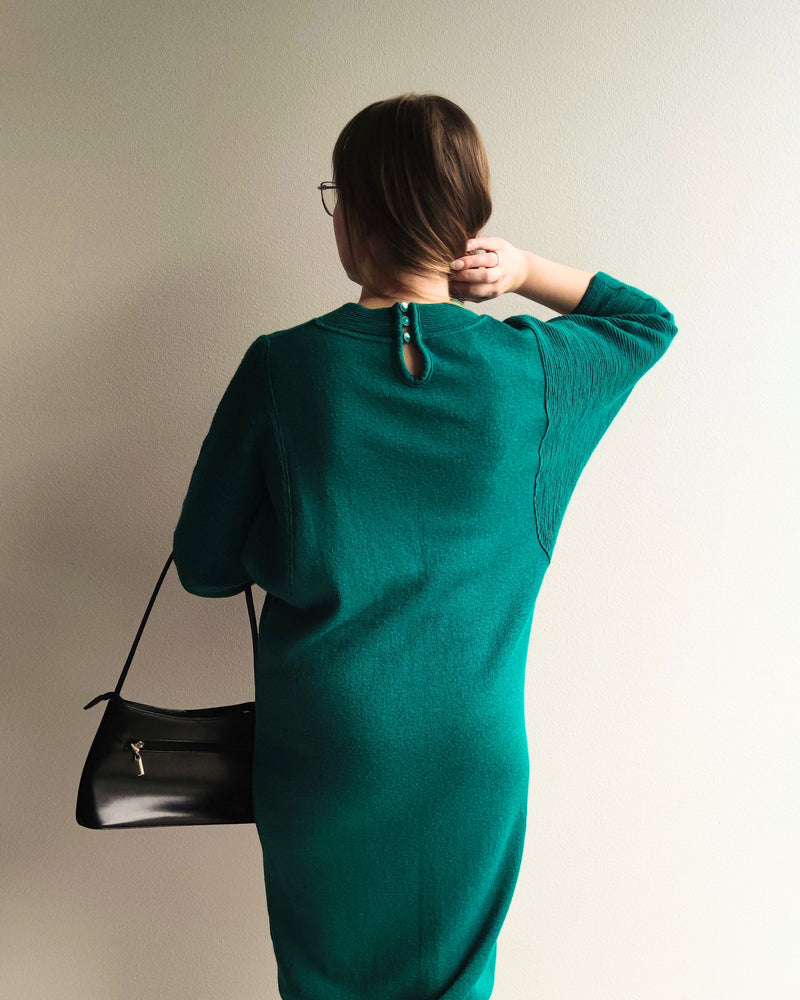 Vihreä vintage-neulemekko, M