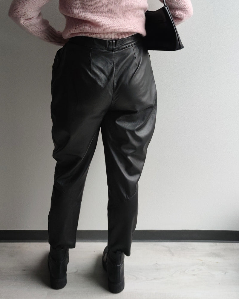 Mustat vintage-nahkahousut, M-L