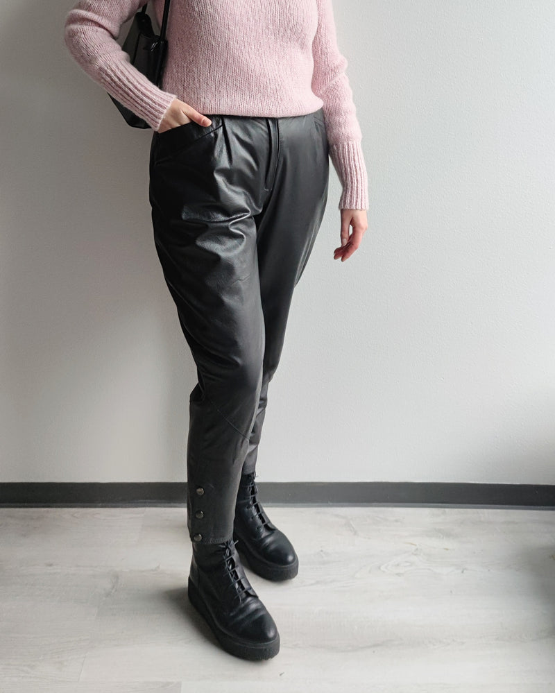 Mustat vintage-nahkahousut, M-L