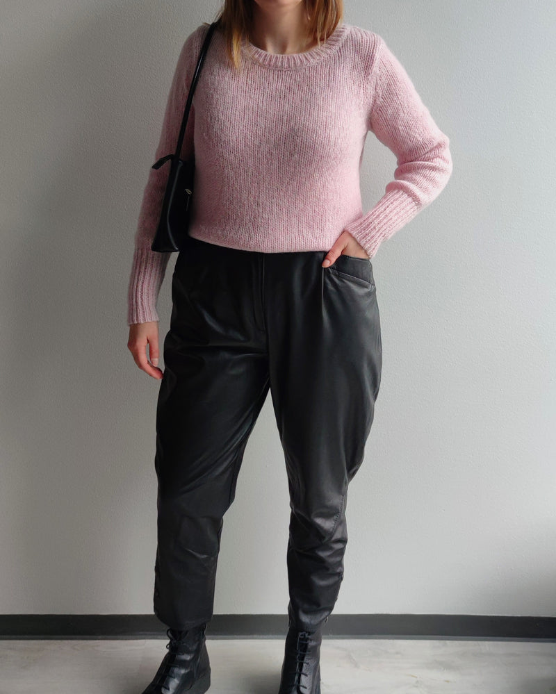 Mustat vintage-nahkahousut, M-L