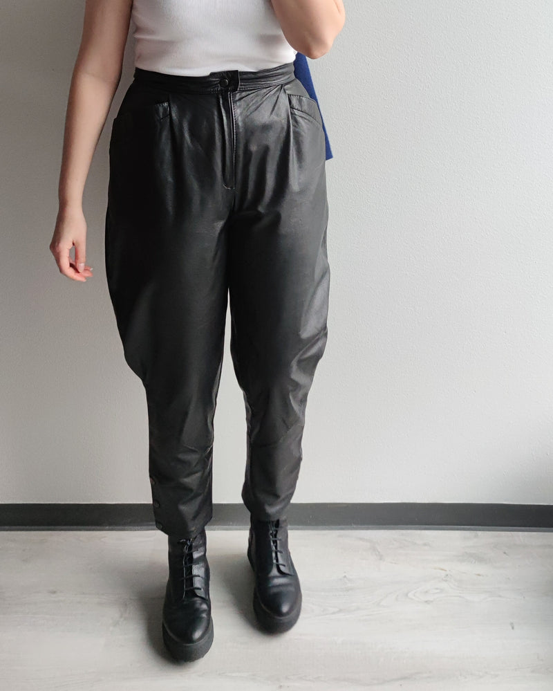 Mustat vintage-nahkahousut, M-L