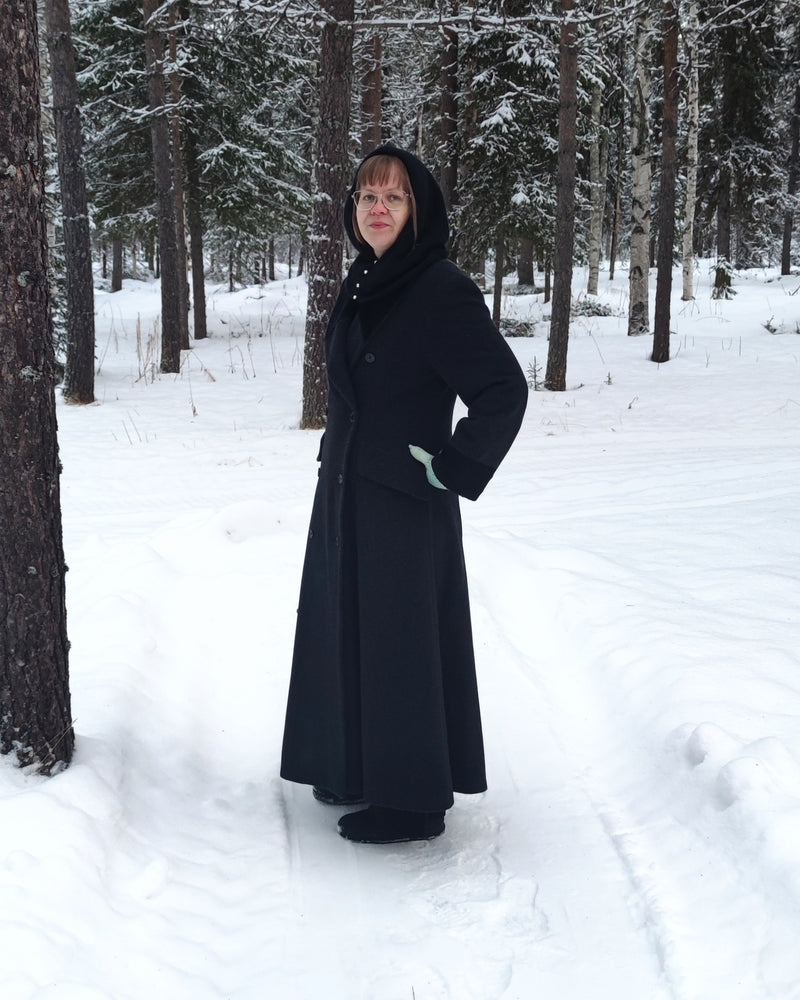 Tummanharmaa villakangastakki, S-M