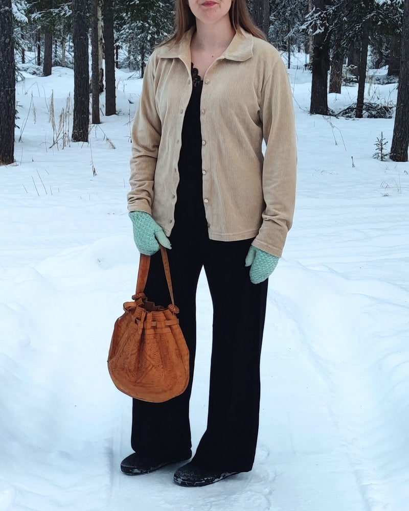 Beige vintage-vakosamettipaita, M