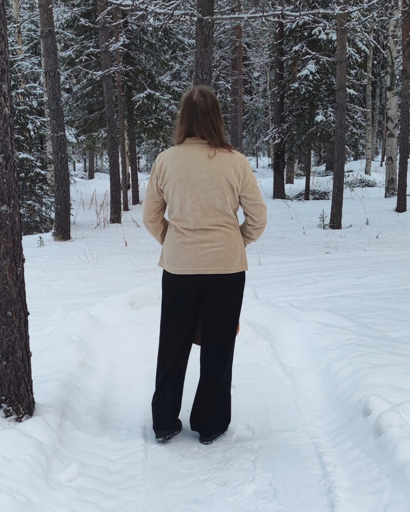 Beige vintage-vakosamettipaita, M