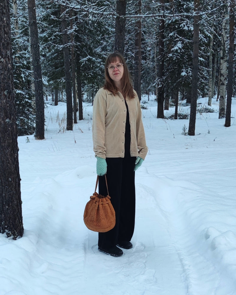 Beige vintage-vakosamettipaita, M