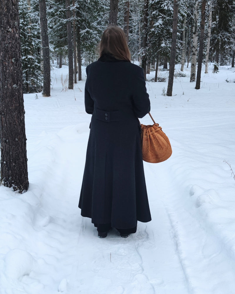 Tummanharmaa villakangastakki, S-M