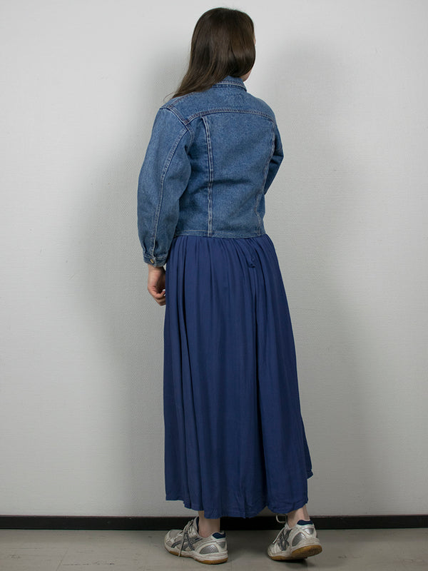 Sininen lyhyt vintage-farkkutakki, XS