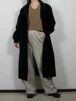 Musta kotimainen pitkä mokkanahkainen vintage-takki, S