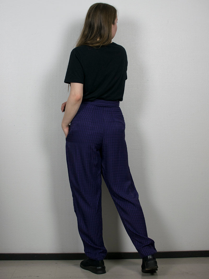 Violetit ruudulliset vintage-housut, S