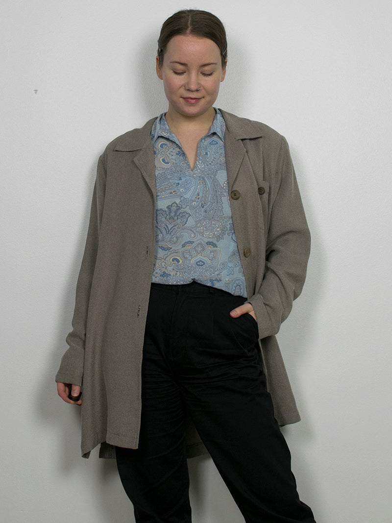 Harmaankirjava vintage-pusero/takki, XL