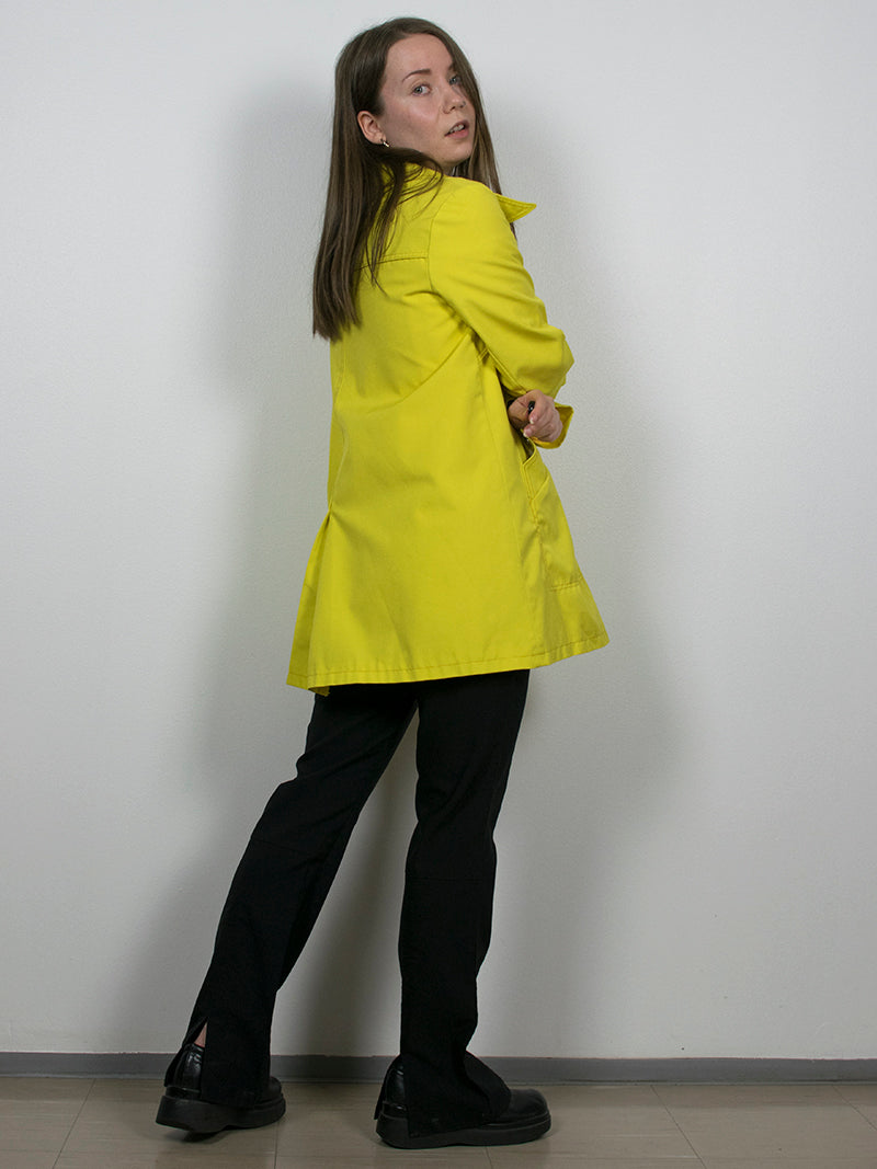 Keltainen kotimainen a-linjainen vintage-takki, XS