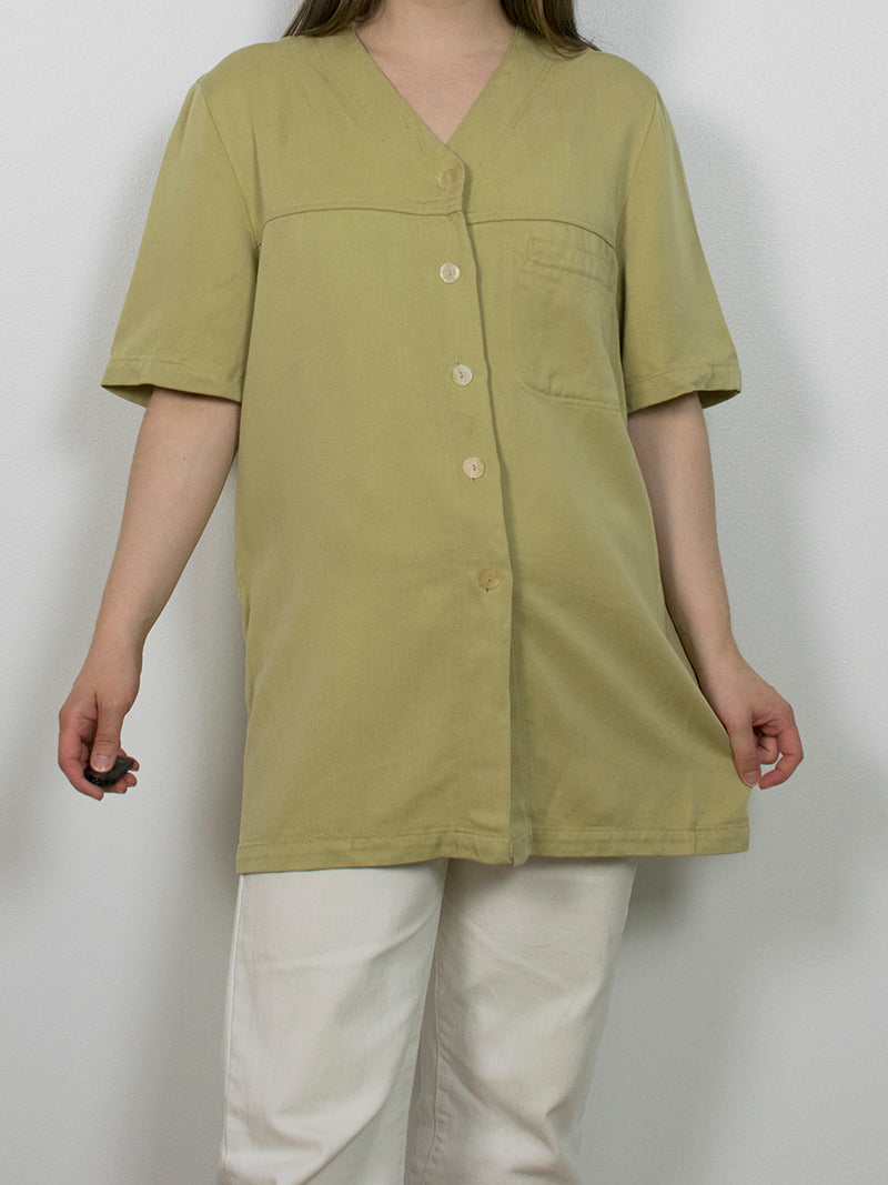Keltavihreä kotimainen vintage-paita, M-L
