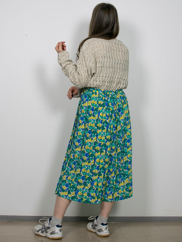 Sinivihreä vekitetty vintage-hame, S-M