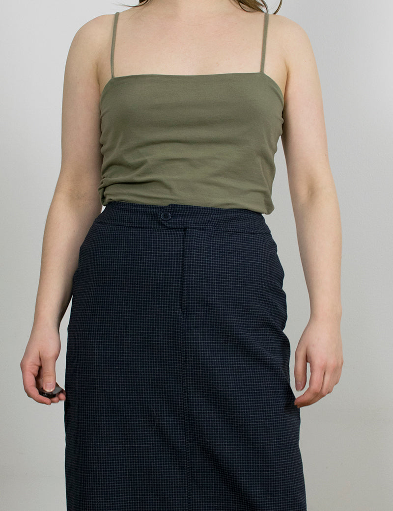 Tummansininen ruudullinen vintage-hame, XS-S