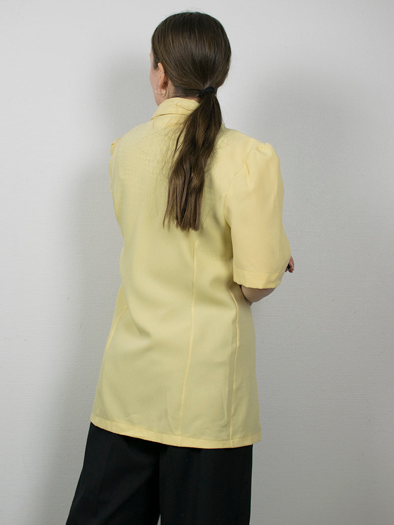 Vaaleankeltainen lyhythihainen vintage-jakku, S-M